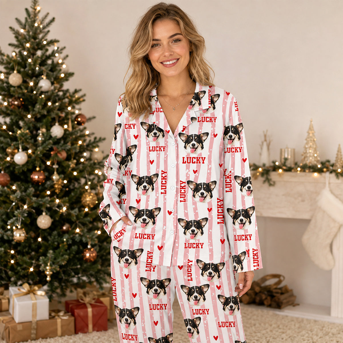 Custom Photo Dog Cat Mom Dad Flannel Pajamas Christmas Gift for Pet Lovers HO82 903448
