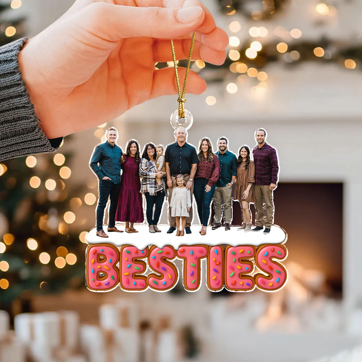Custom Photo Sweet Family, Grandkids, Besties Acrylic Ornament Christmas Gift HA75 897922