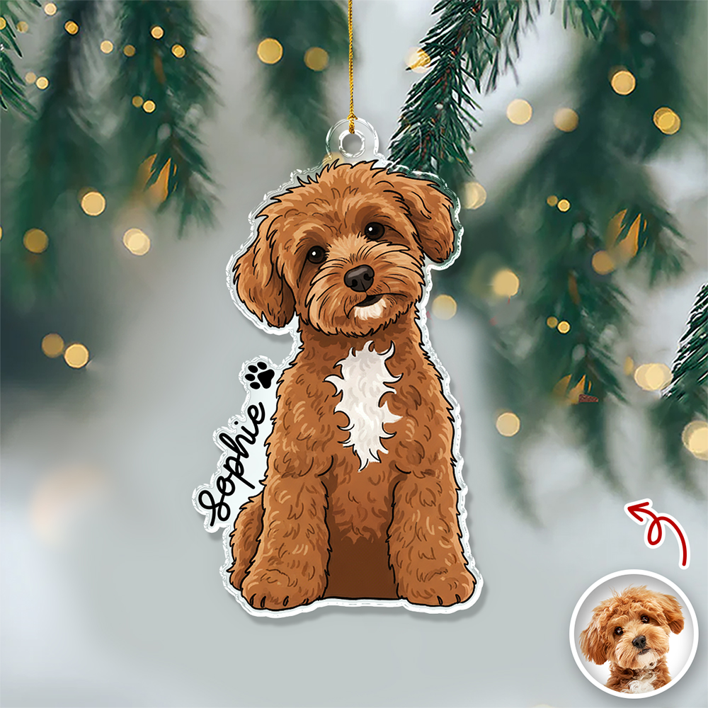 Custom Cute Dog Photo Portrait Christmas Decoration Acrylic Ornament LM32 895713