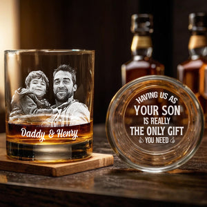 Custom Photo Daddy Having Us Is The Only Gift You Need Whiskey Glass LM32 893549