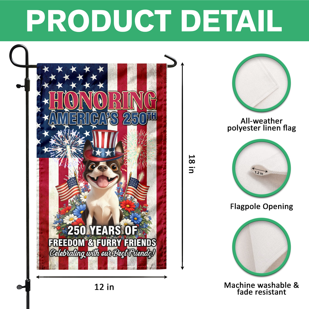 Personalized 250 Years Of Freedom & Furry Friends Garden Flag, Gift For Dog Lovers TH10 898831