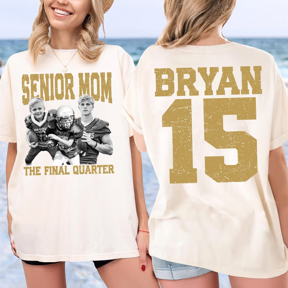 Custom Senior Dad Mom Football Shirt, Personalized Photo Tee with Name & Number Back, The Final Quarter, Class of 2027 Gift HO82 903214