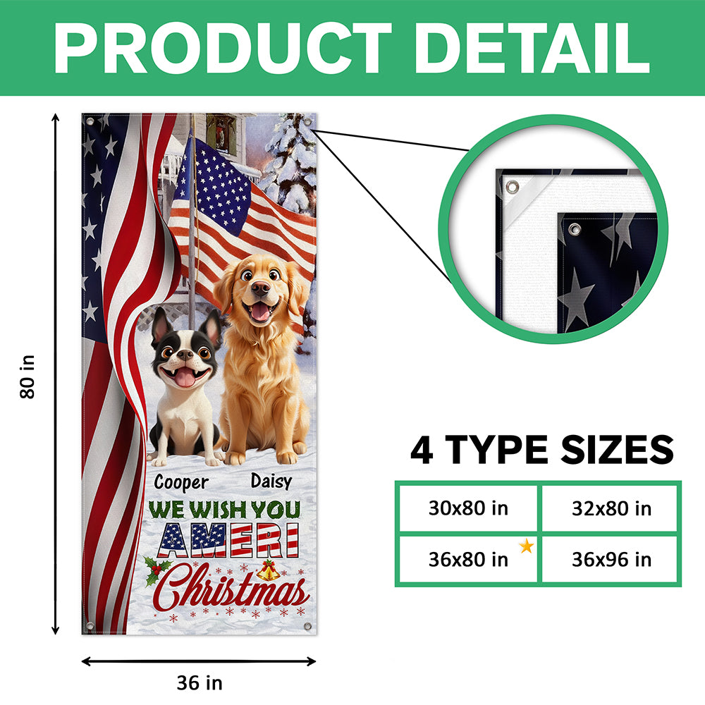 Custom Cute 3D Dog We Wish You Ameri Christmas Decoration Door Cover HA75 898084