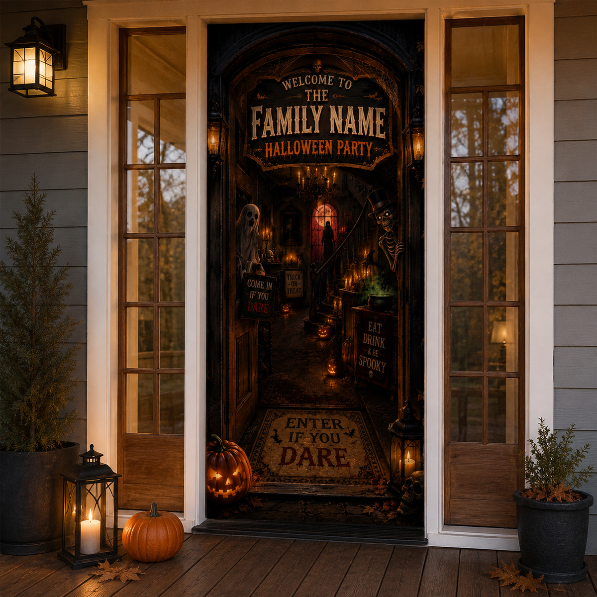 Personalized Welcome To The Halloween Party Haunted House Door Cover LM32 669929
