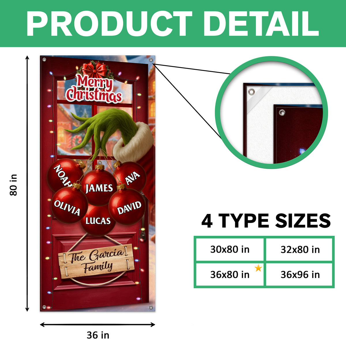 Custom Funny Ew People Christmas Family Merry Grinchmas Door Cover CH07 899964