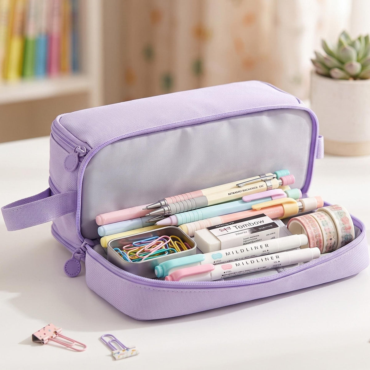 Personalized Yarn Name Canvas Pencil Case, Large Capacity, Back to School Gift for Kids LM32 669657