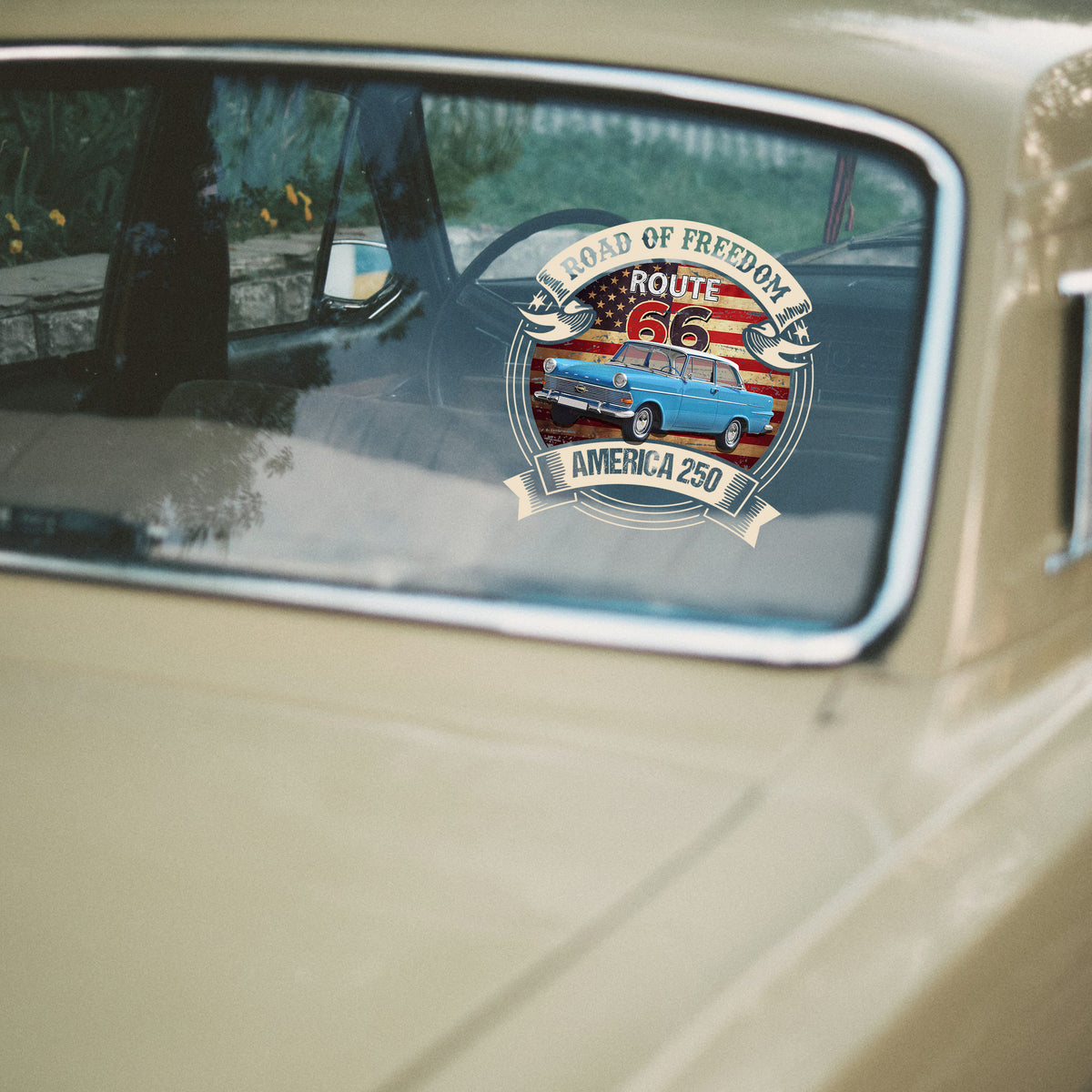Custom Car  Photo Route 66 Road Of Freedom American 250 Car Window Decal Sticker TH10 898501
