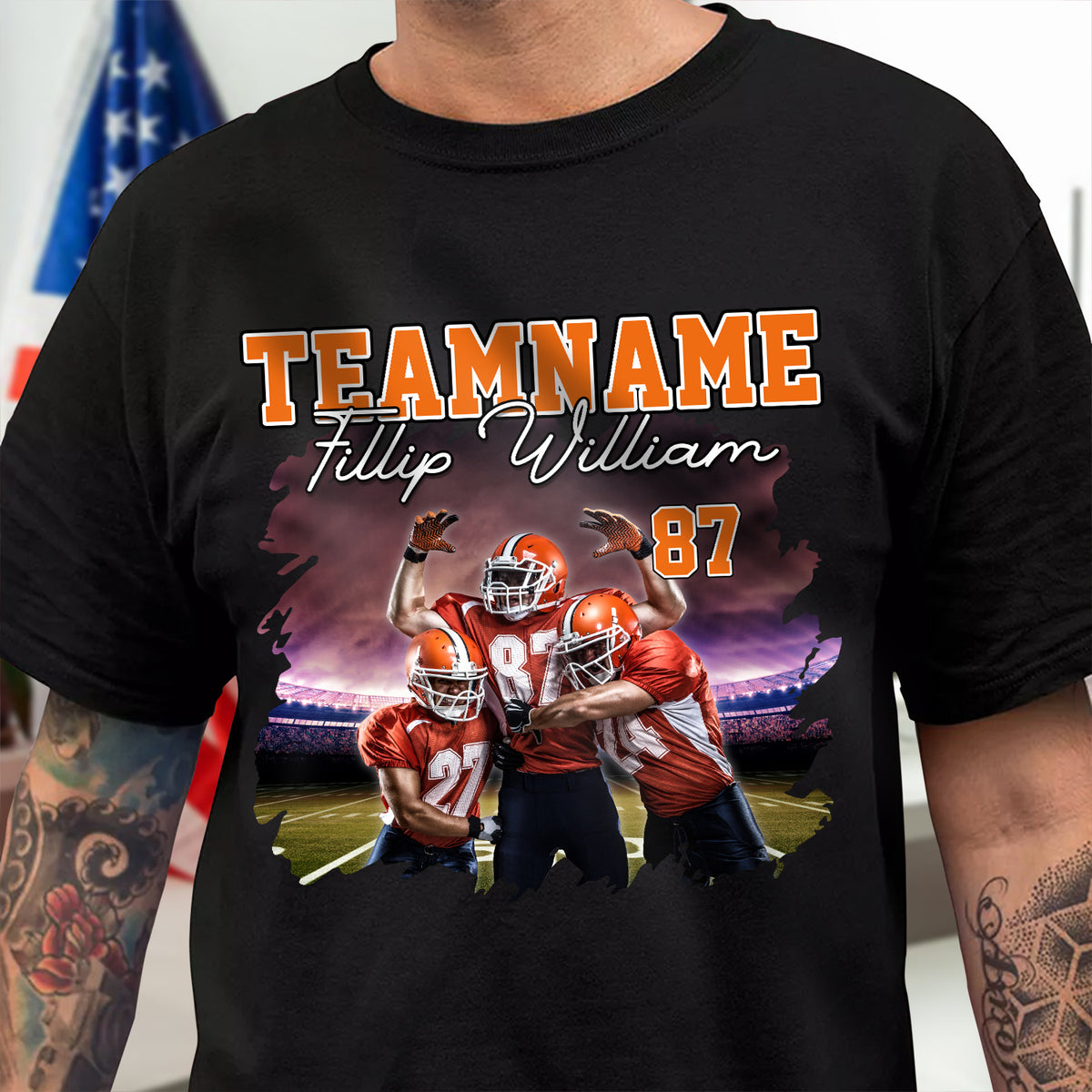 Custom Photo Bootleg Rap Tee Football Dark Shirt CH07 899456