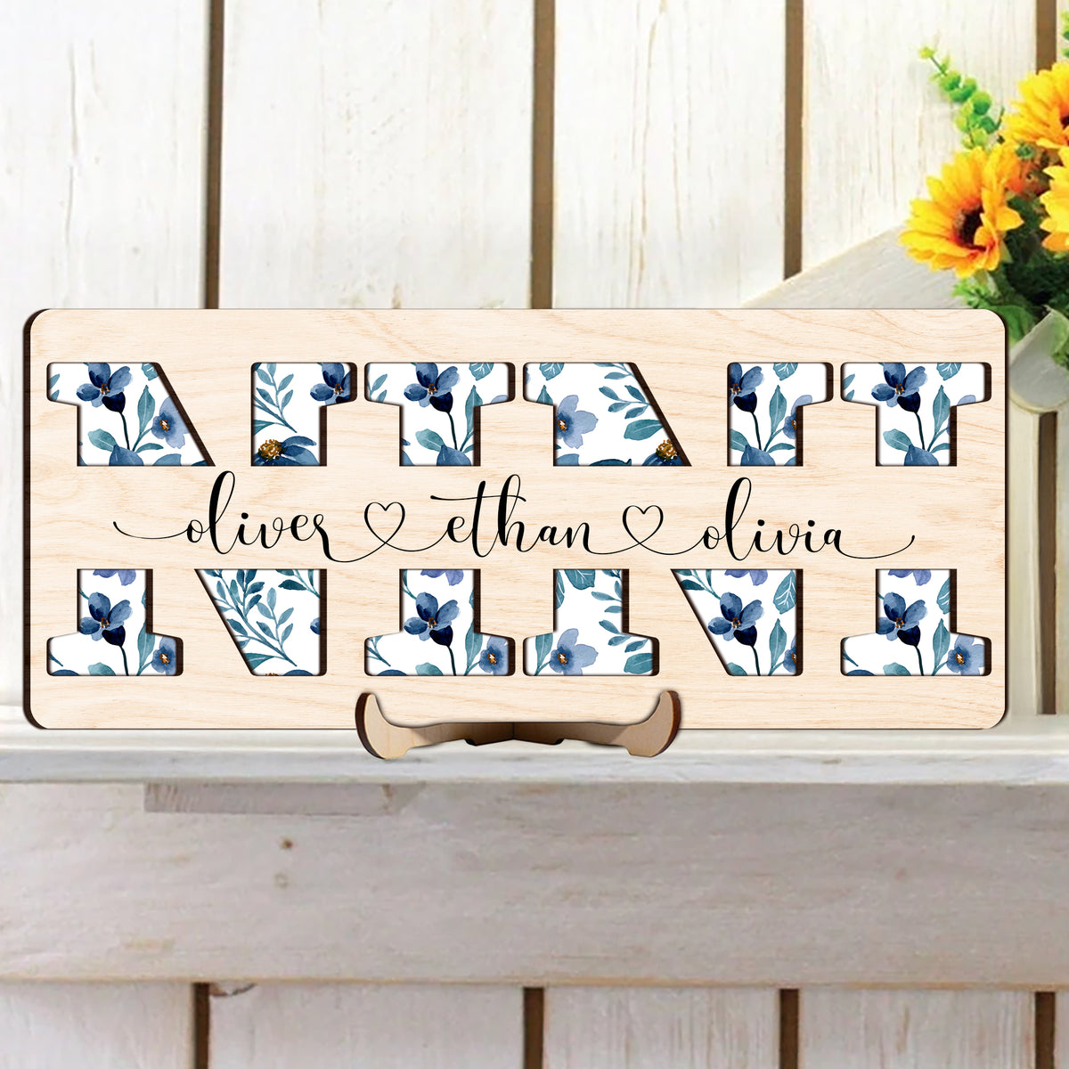 Personalized Name Flowers Mom Wooden Sign - Gift For Her, For Mom, Grandma LM32 899185
