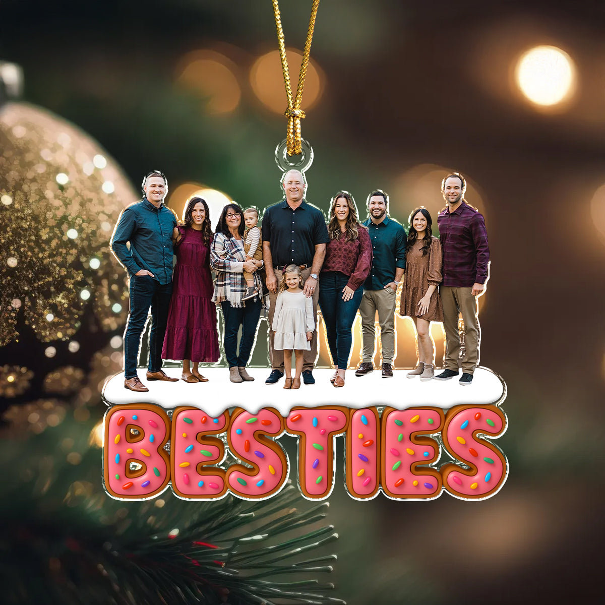 Custom Photo Sweet Family, Grandkids, Besties Acrylic Ornament Christmas Gift HA75 897922
