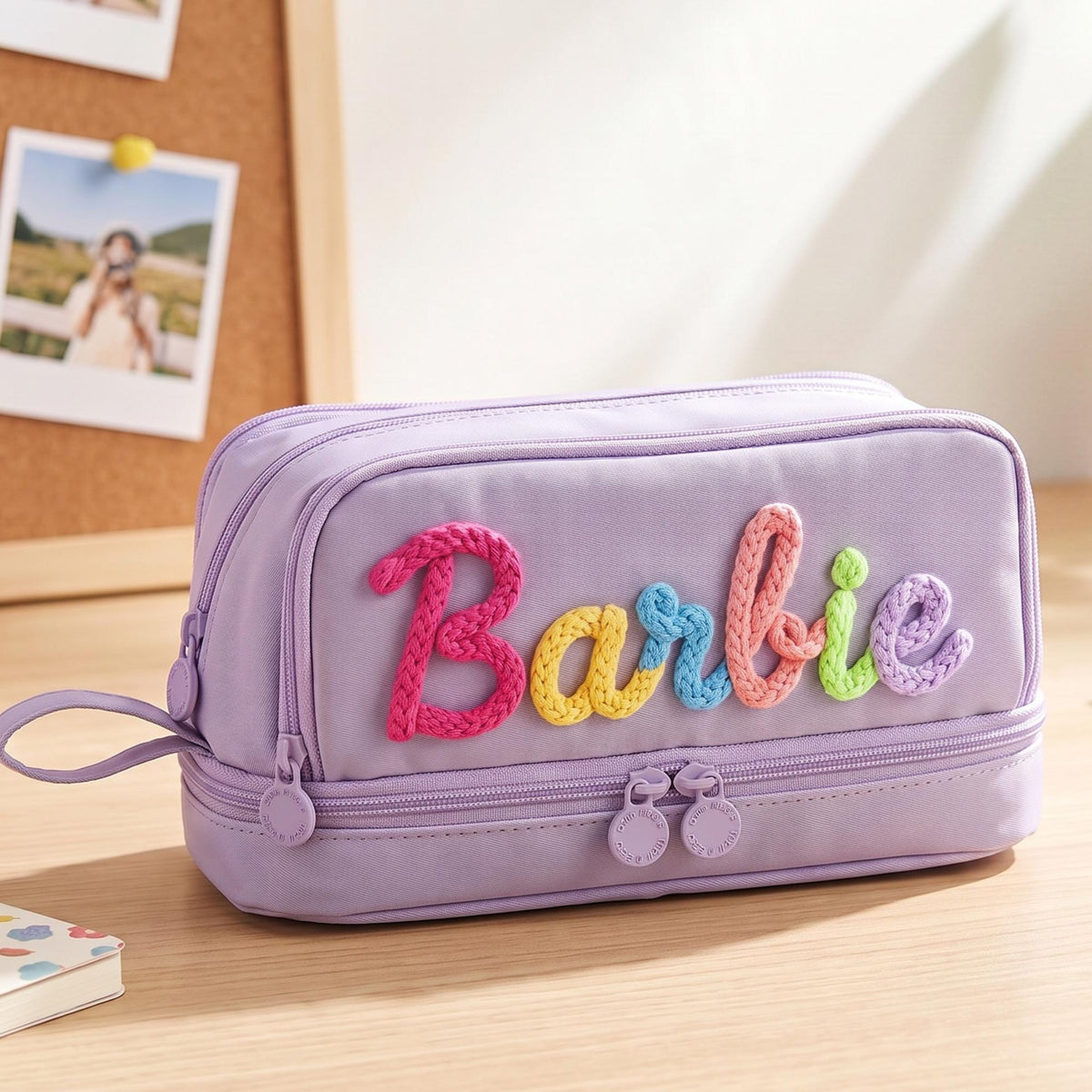Personalized Yarn Name Canvas Pencil Case, Large Capacity, Back to School Gift for Kids LM32 669657