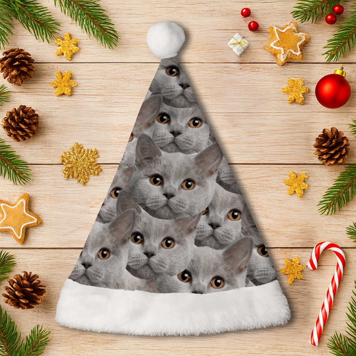 Custom Dog Cat Portrait Photo Unique Santa Hat For Pet Lovers LM32 895351