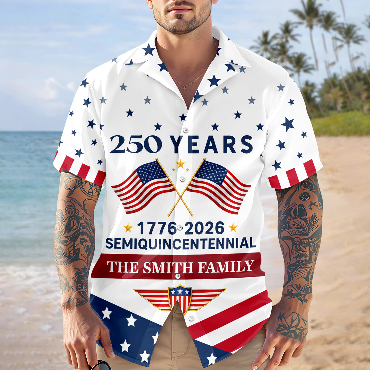 Custom Name USA 250 Years Semiquincentennial 1776-2026 Hawaii Shirt LM32 899543