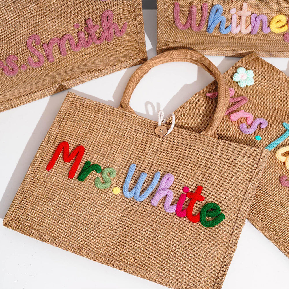 Personalized Crochet Name Teacher Tote Bag, Teacher Appreciation Gift LM32 669277