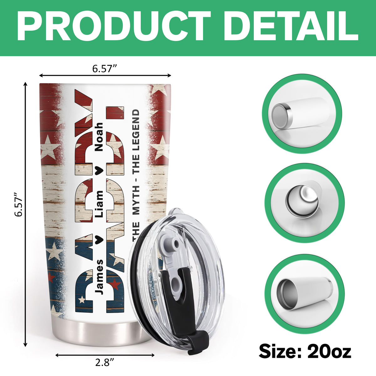 Dad The Man The Myth The Legend - Personalized Fat Tumbler For America Dad Grandpa CH07 895912