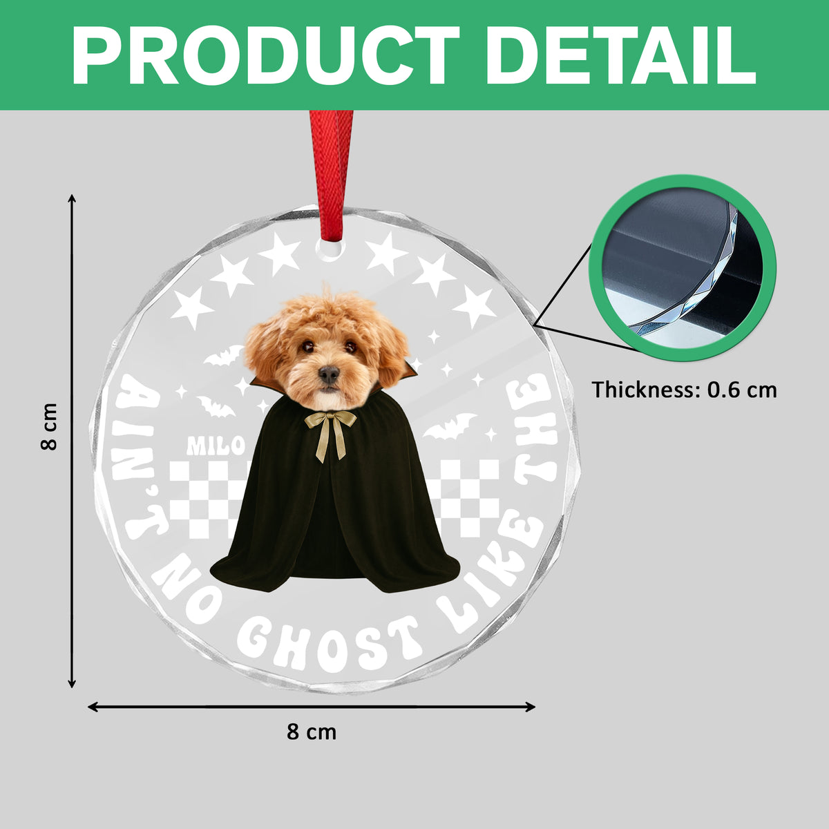 Custom Dog Photo Ain't No Ghost Like The My Dog Glass Ornament LM32 895701