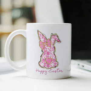 Coquette Happy Easter Pink Bunny White Mug LM32 893133