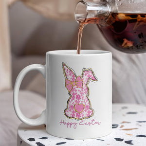 Coquette Happy Easter Pink Bunny White Mug LM32 893133