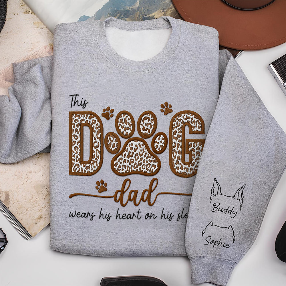 This Dog Mom Wears Her Heart On Her Sleeves Dog Personalized Sleeve Embroidered Sweatshirt HA75 892012