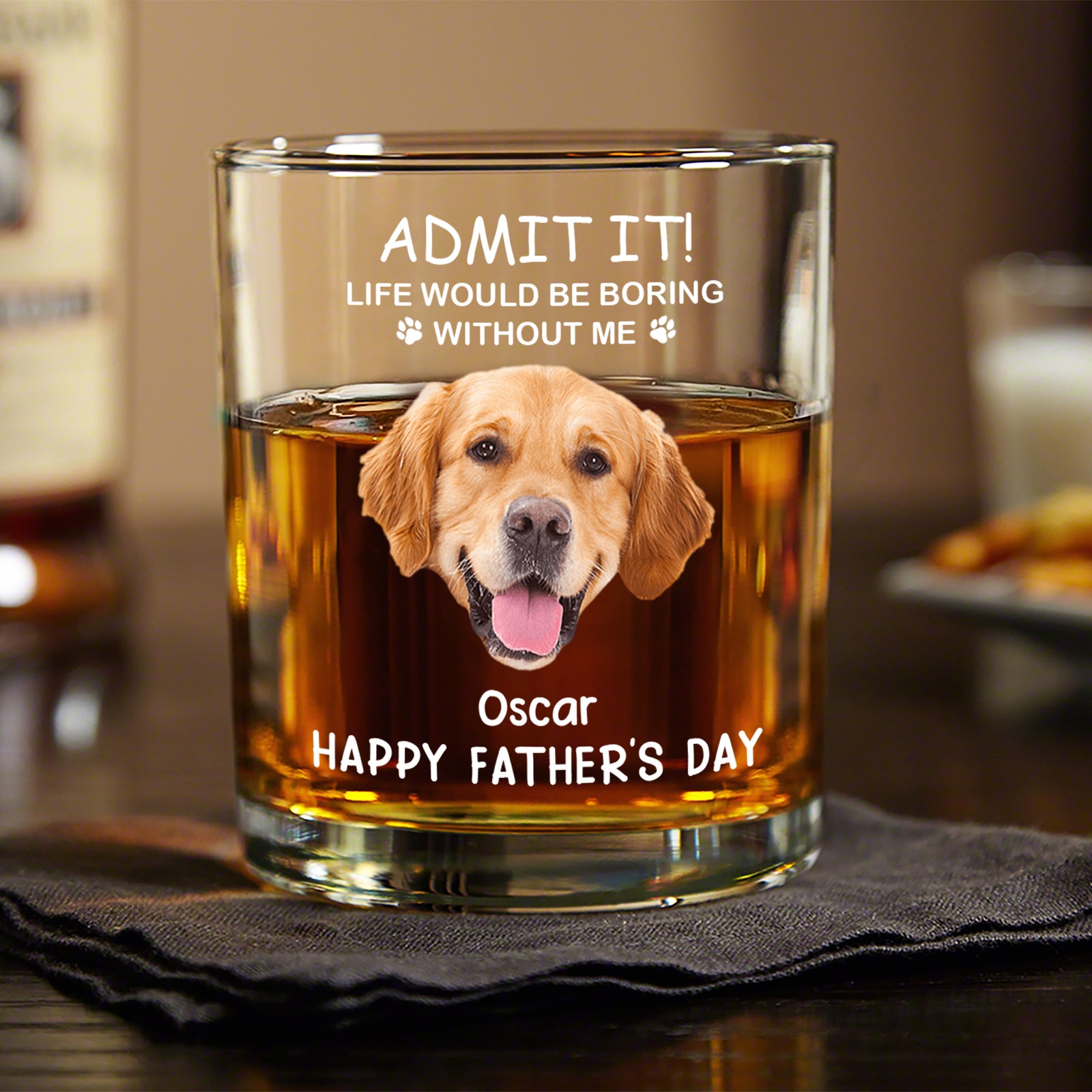 Custom Photo Life Would Be Boring Without Me Dog Print Rock Glass HA75 890746