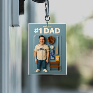 Custom Photo 3D Effect Baseball #1 Dad Figure Acrylic Keychain HO82 893906