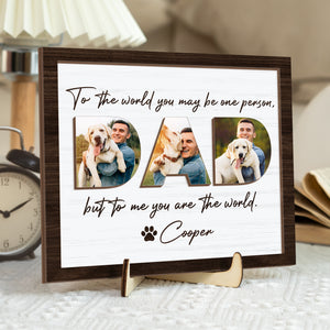 Upload Photo Happy Father's Day, Dog 2-Layered Wooden Plaque With Stand HA75 892518