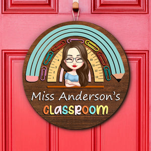 Welcome To My Classroom - Teacher Personalized Wood DoorSign Gift For Teacher HA75 892626