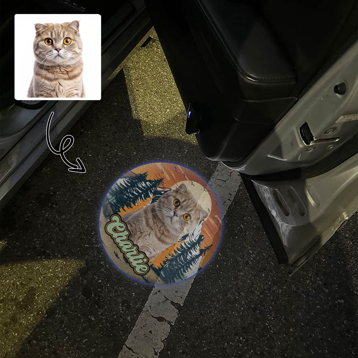 Custom Dog Photo Camping Hiking Car Door Projector Light HO82 894372