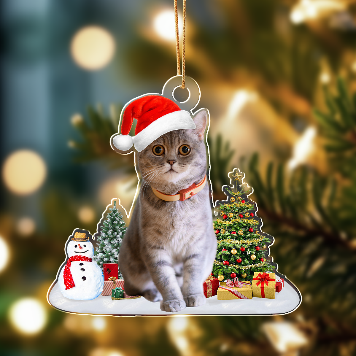 Custom Photo Cat Christmas Acrylic Ornament For Cat Lovers HA75 897282