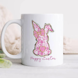 Coquette Happy Easter Pink Bunny White Mug LM32 893133