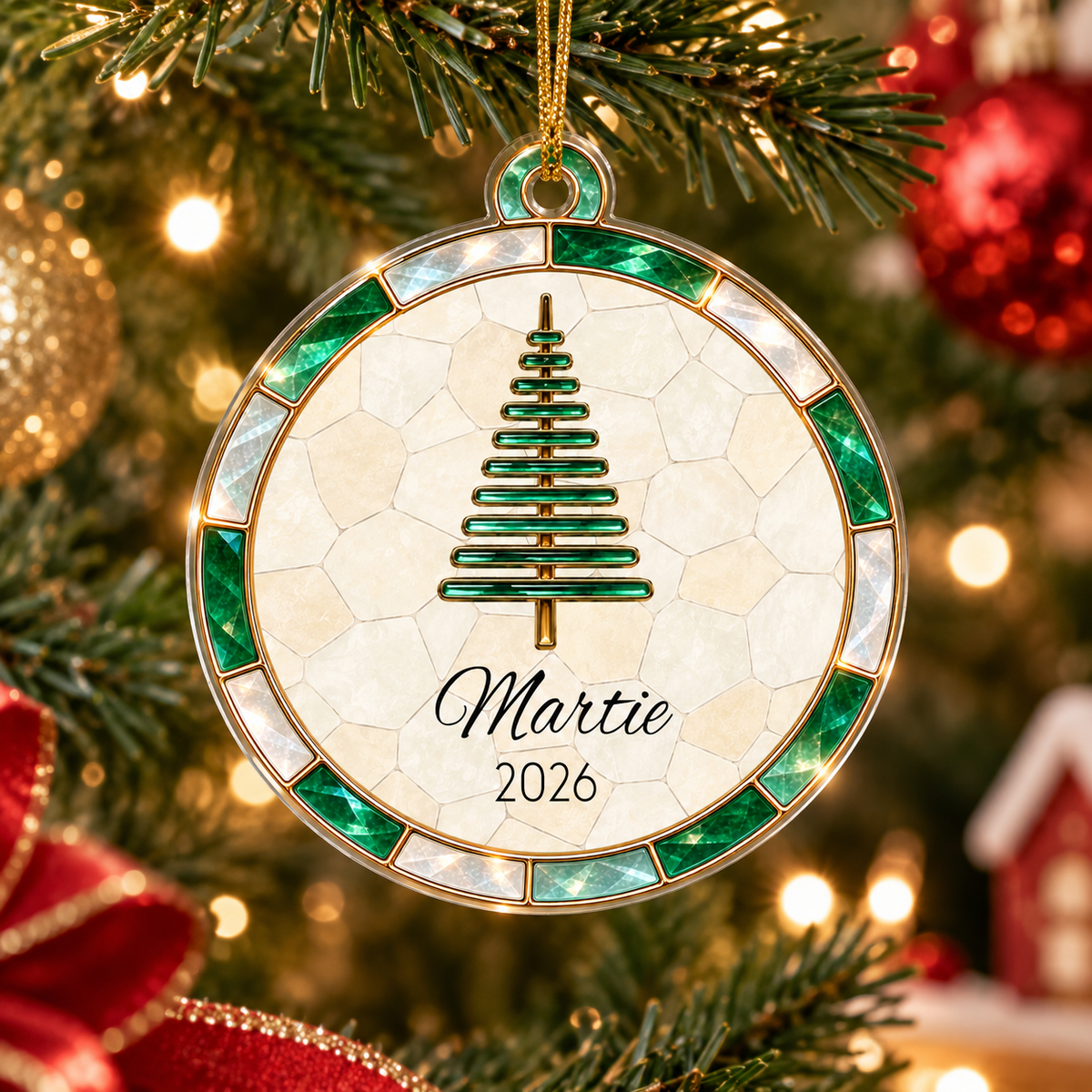 Personalized Name Christmas Tree Stained Glass Design Acrylic Ornament, Home Decor LM32 669979
