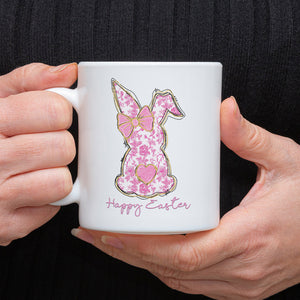 Coquette Happy Easter Pink Bunny White Mug LM32 893133