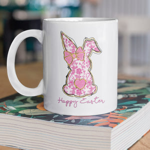 Coquette Happy Easter Pink Bunny White Mug LM32 893133