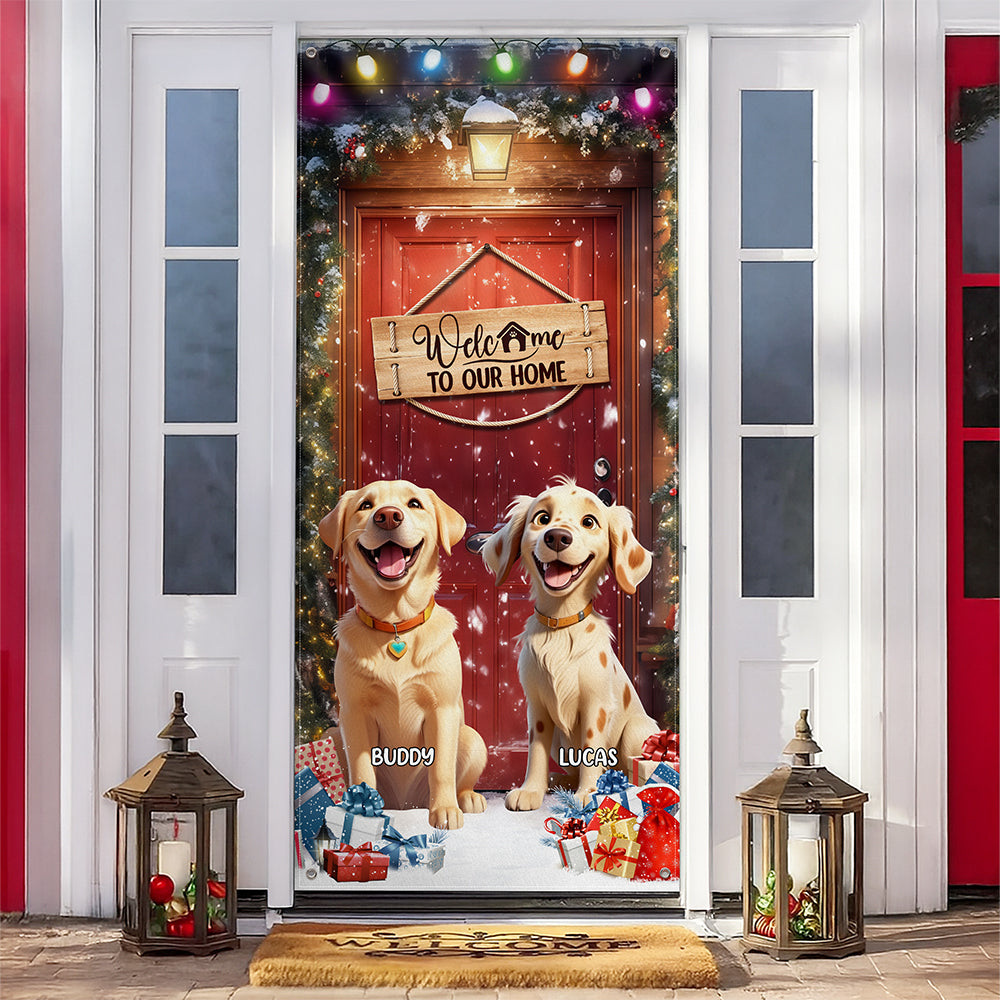 Custom Cute 3D Dog Welcome To Our Home Christmas Decoration Door Cover HA75 898086