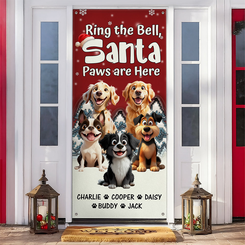 Custom Cute 3D Dog Ring the Bell, Santa Paw Are Here Door Cover LM32 895957