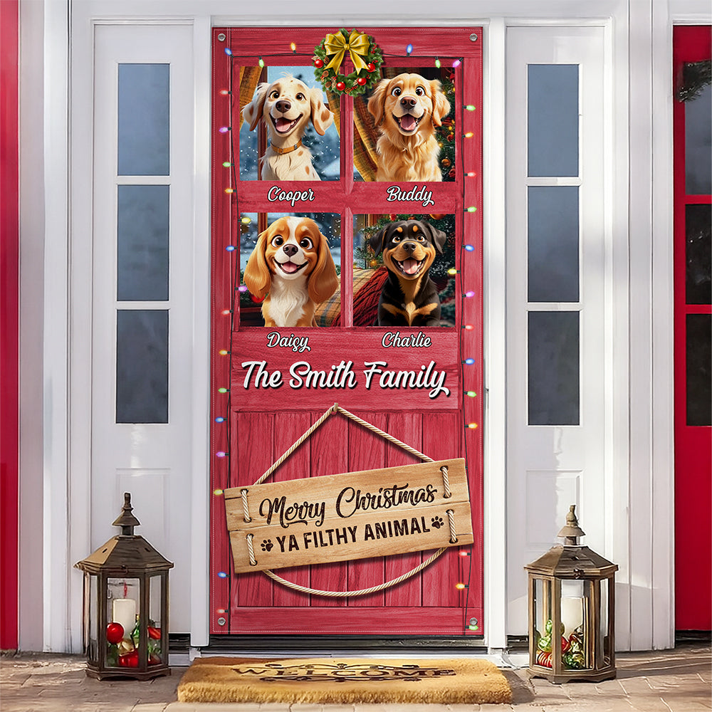Custom Cute Photo Merry Christmas Ya Filthy Animal Door Cover LM32 897181