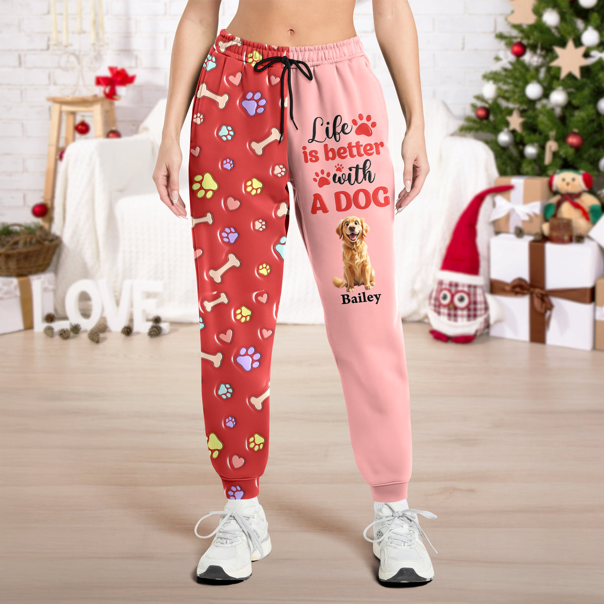 Custom Dog Name Life Is Better With Dogs 3D Effect Sweatpants LM32 895927
