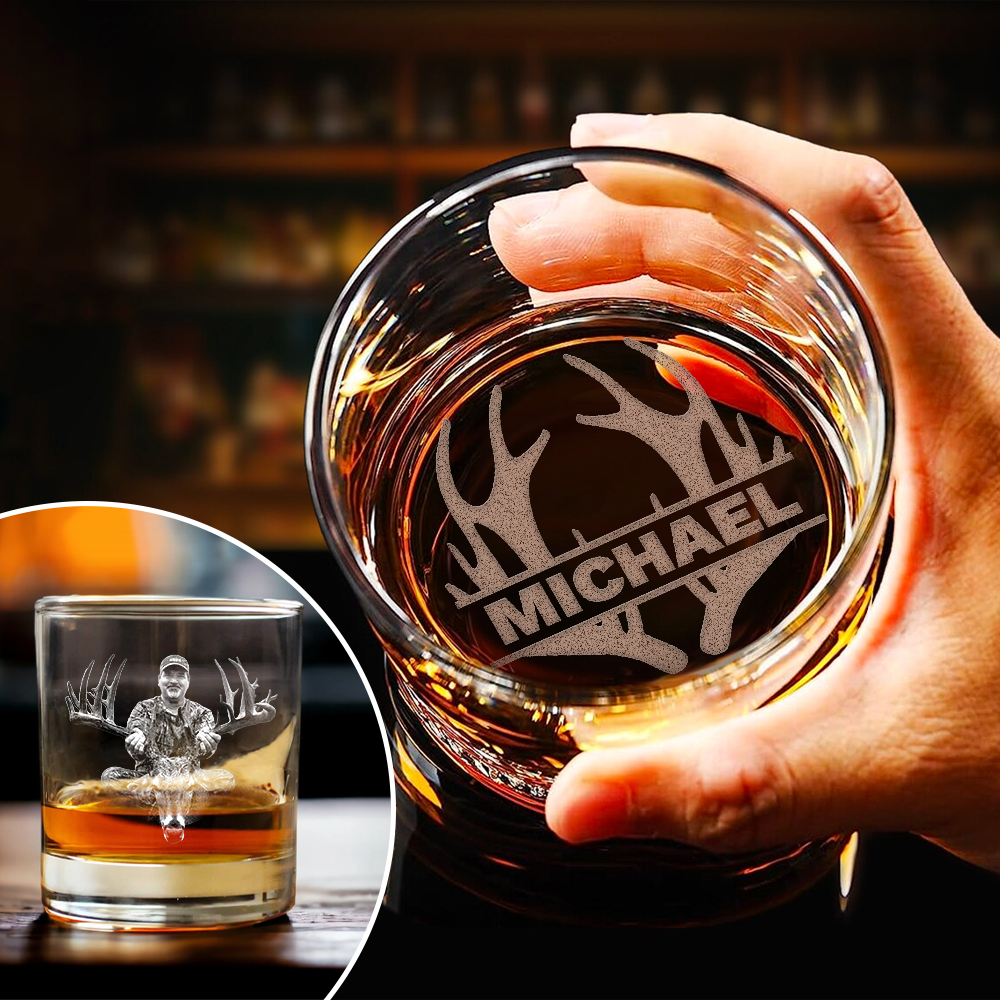 Custom Photo And Name Whiskey Glass For Hunter TH10 892775