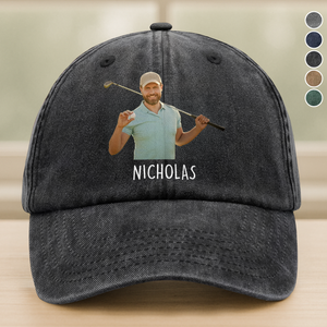 Custom Golf Player Photo Washed Denim Baseball Cap CH07 895504