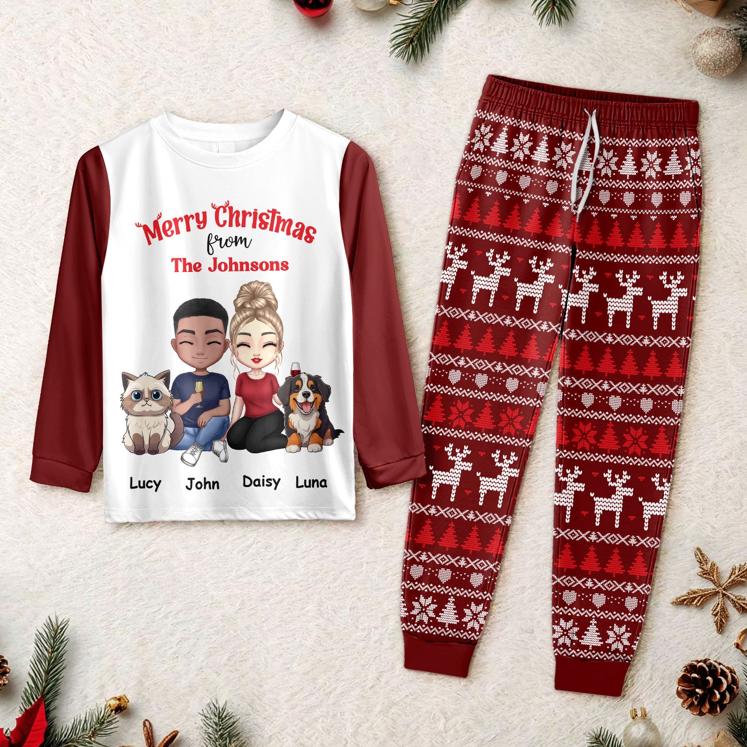 Personalized Merry Christmas With Pet Sleepwear HO82 900310