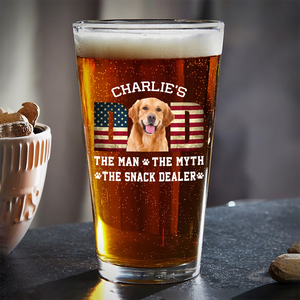 Custom Photo Dog Dad The Man The Myth American Flag Dad Beer Glass HA75 892402