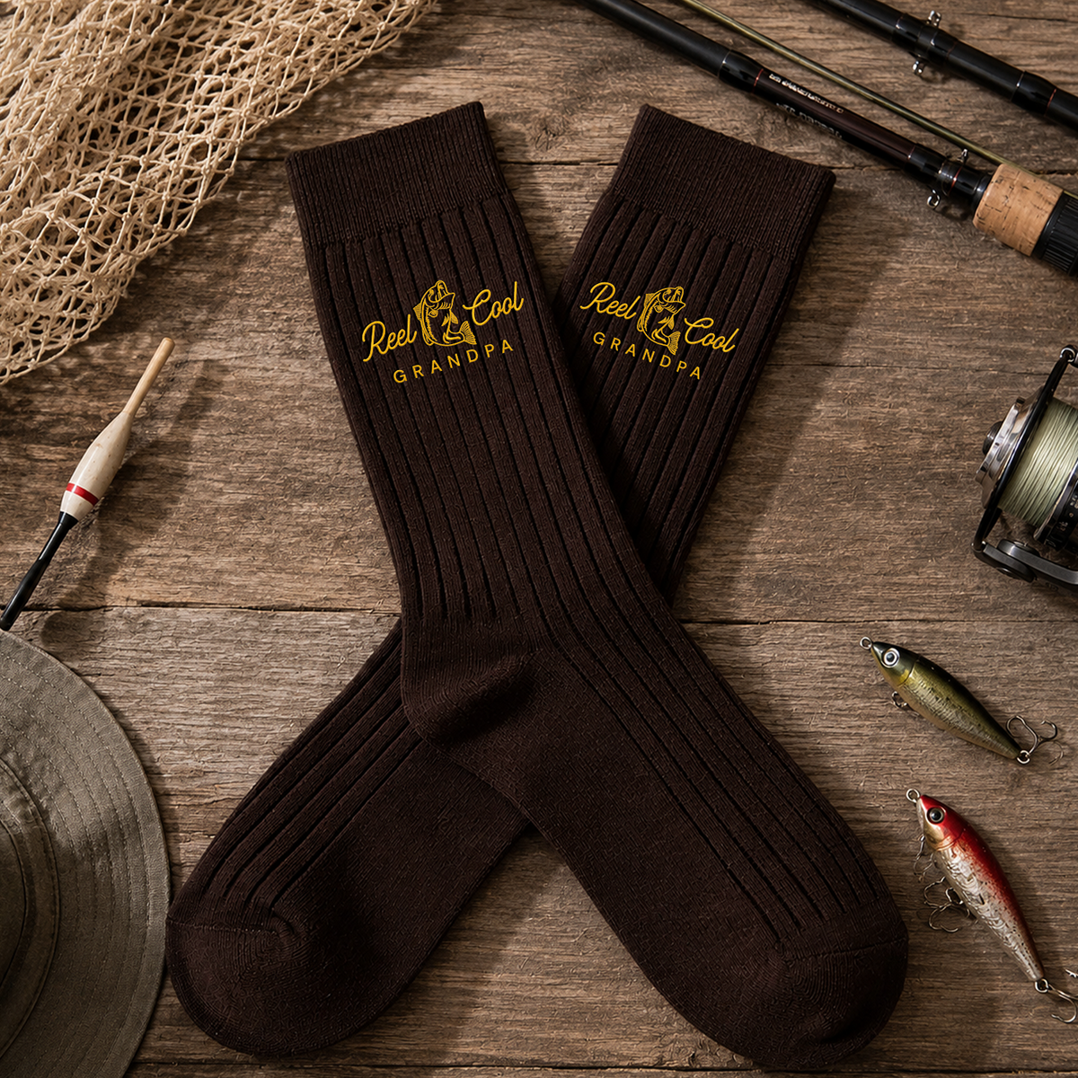 Personalized Real Cool Grandpa, Daddy Embroidered Socks Gift for Fisherman, Fishing Lovers HA75 922172