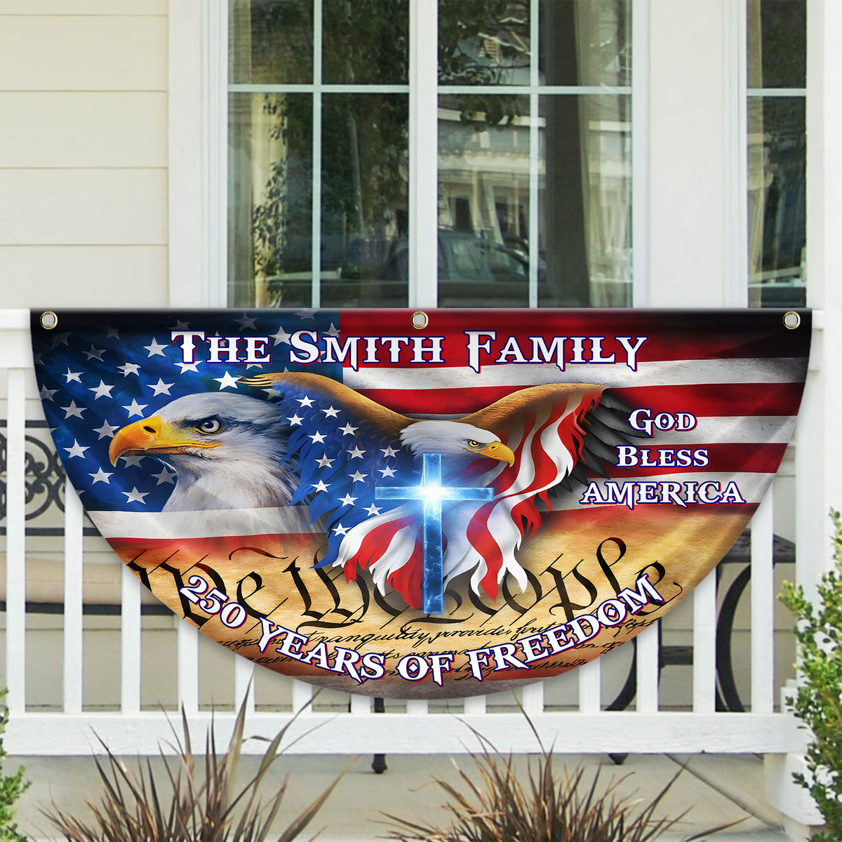 250 Years God Bless America Flag, Patriotic 1776-2026 Freedom Non-Pleated Fan Flag HA75 920136