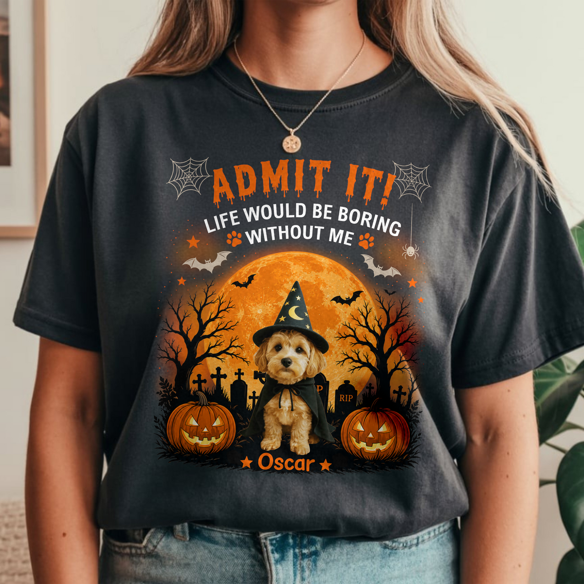 Custom Dog Photo Halloween Would Be Boring Without Me Comfort Shirt HO82 903174