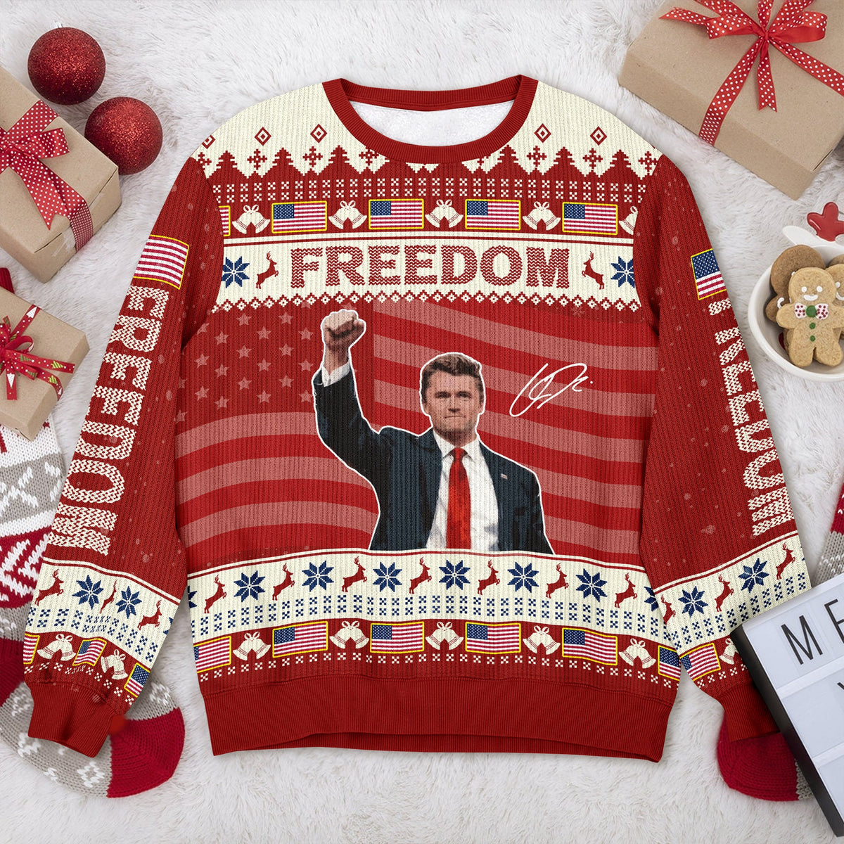 Freedom Charlie Kirk Ugly Sweater, Charlie Kirk Christmas All-Over-Printed Sweatshirt TH10 896341
