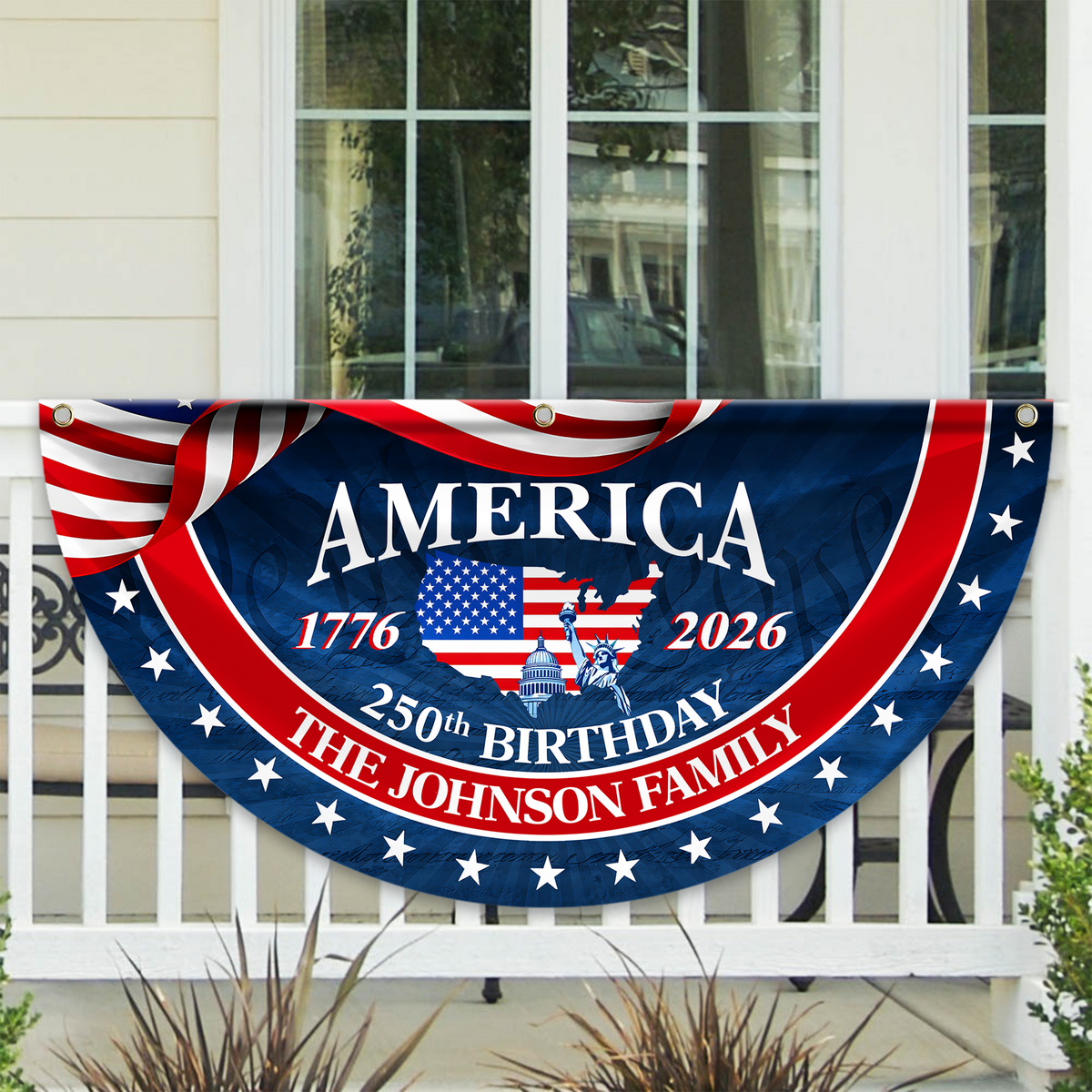 Custom Family Name America Birthday 1776-2026 Non-Pleated Fan Flag TH10 898745