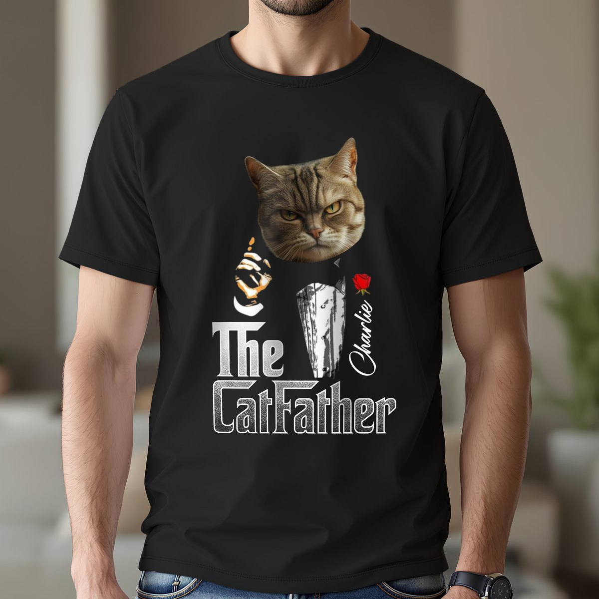 Custom Photo The Catfather Gentlemen Cat Shirt Personalized Gift For Dad HO82 893846