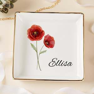Custom Name And Flower Month Ring Dish TH10 896883