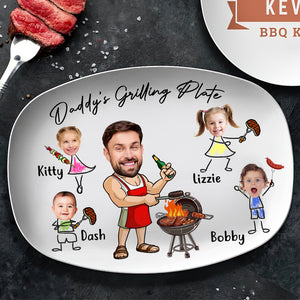 Custom Funny Face Daddy's Grilling Plate Platter Father's Day Gift CH07 895866