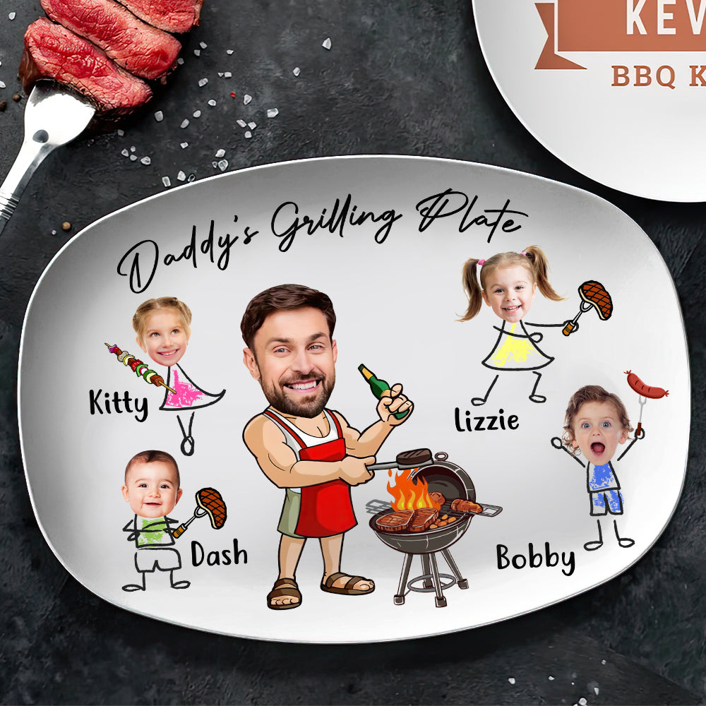 Custom Funny Face Daddy's Grilling Plate Platter Father's Day Gift CH07 895866